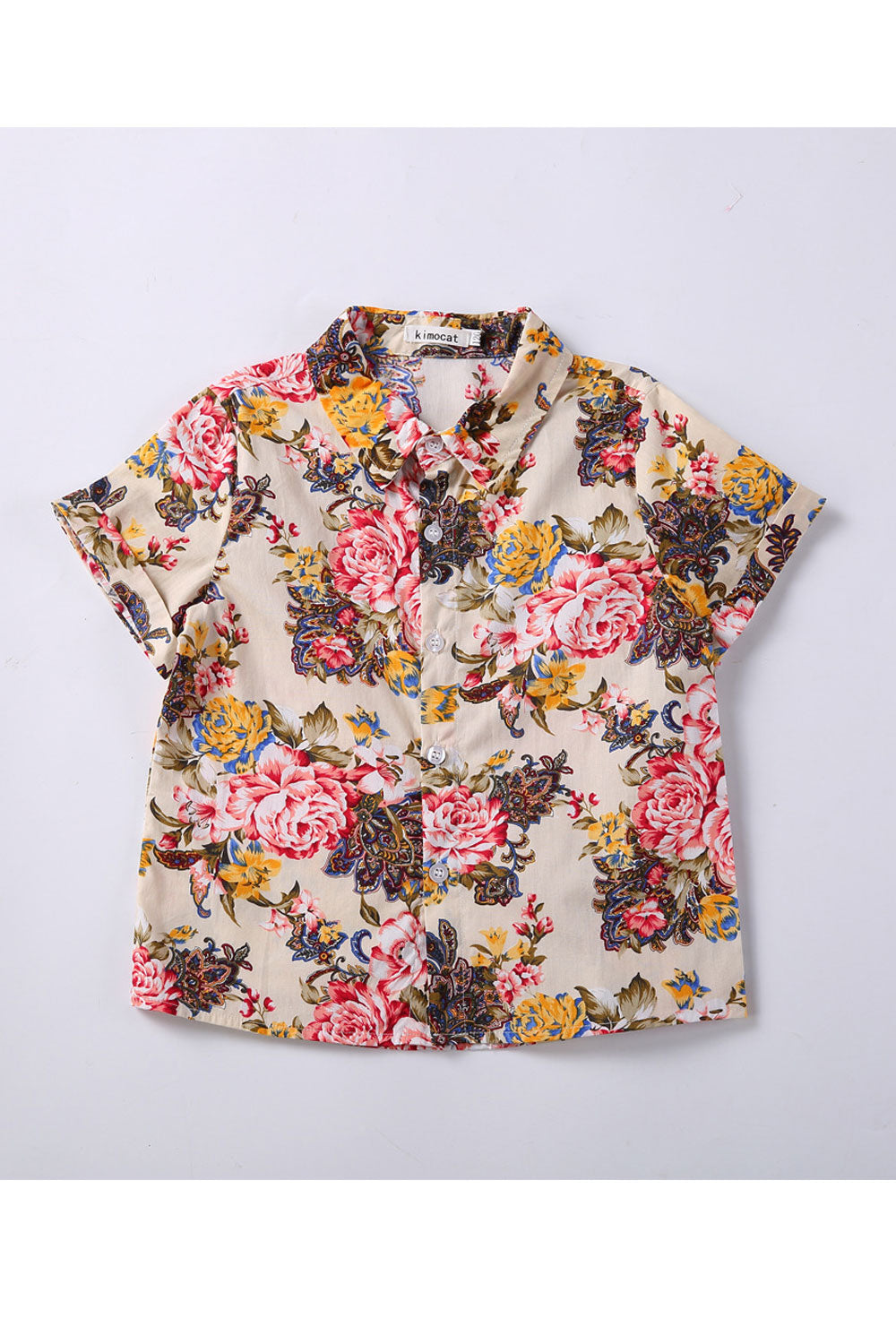 Baby Boys Two Piece Floral Pattern Shirt Shredded Pant Summer Set