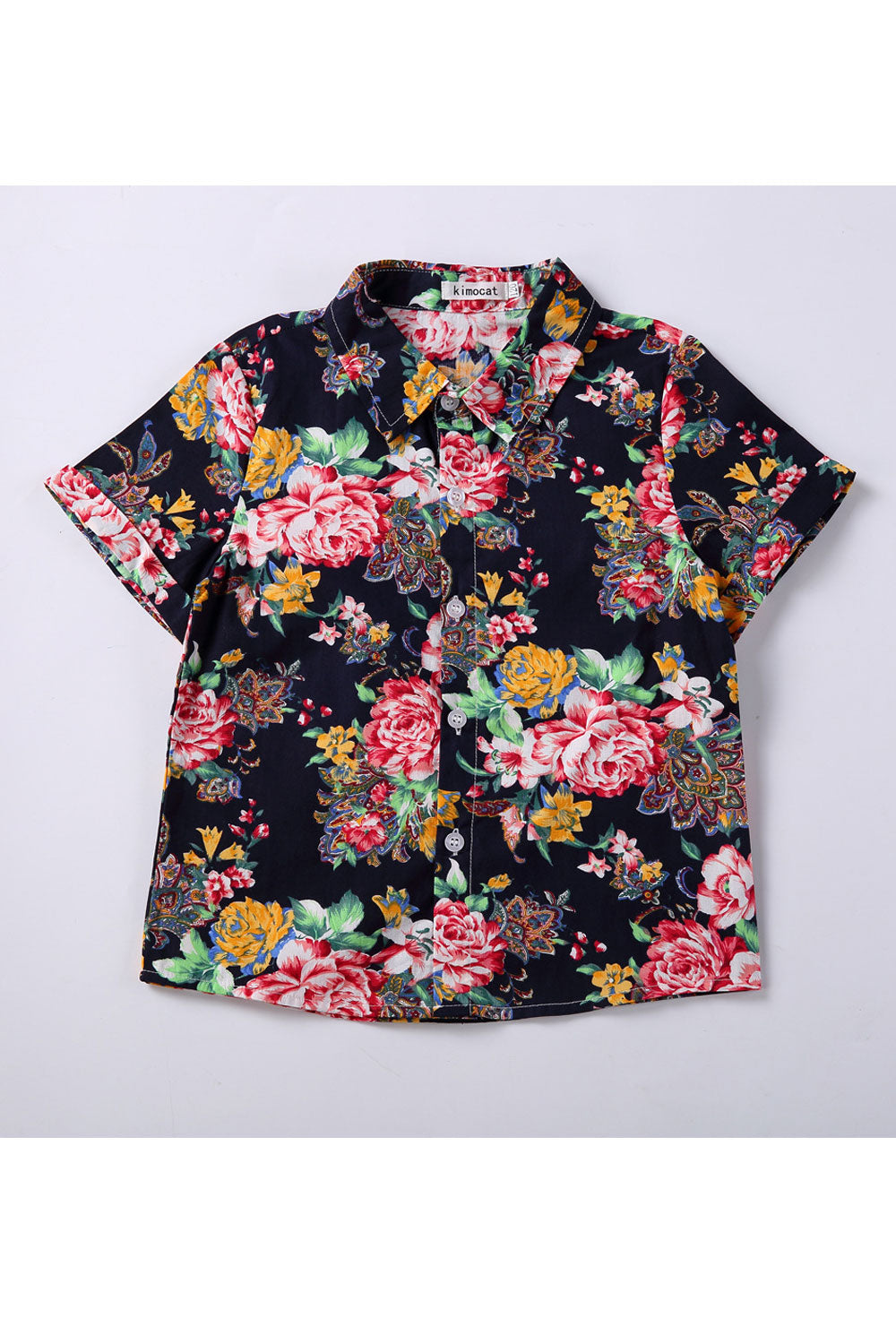 Baby Boys Two Piece Floral Pattern Shirt Shredded Pant Summer Set