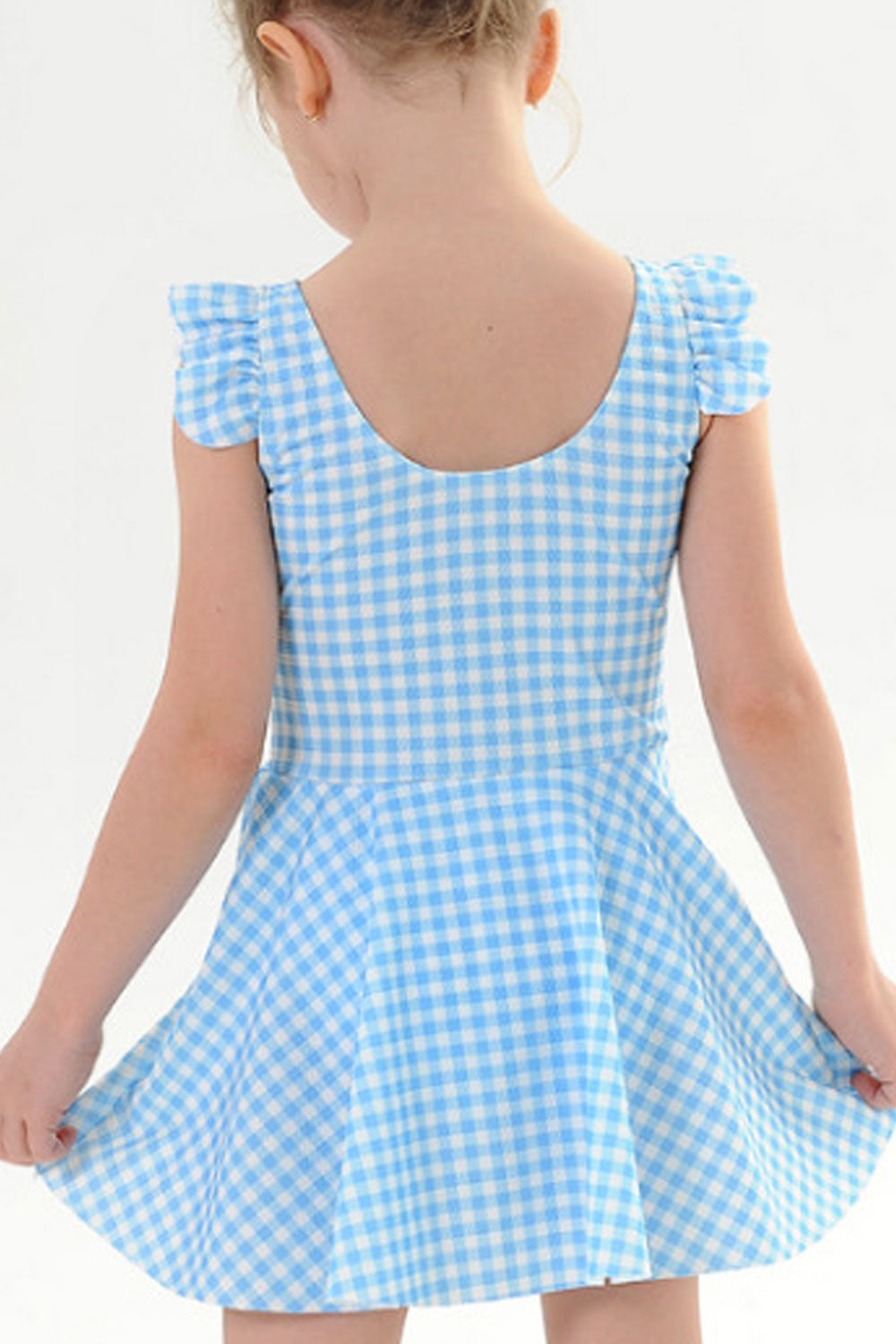 Toddler Girls Cute Sleeveless Plaid Pattern One Piece Swimwear