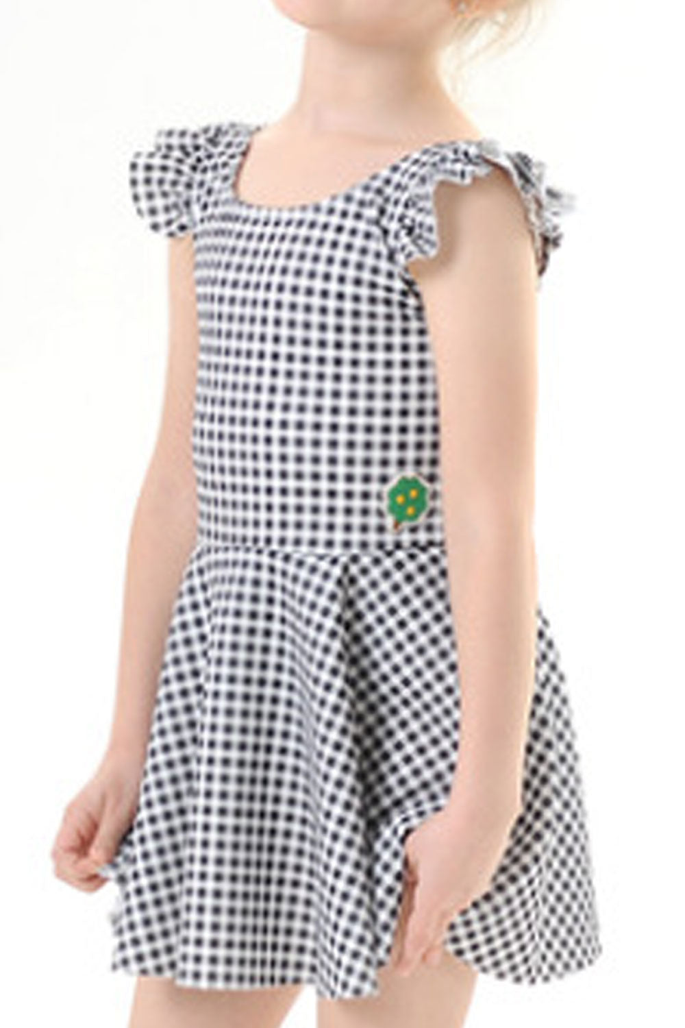 Toddler Girls Cute Sleeveless Plaid Pattern One Piece Swimwear
