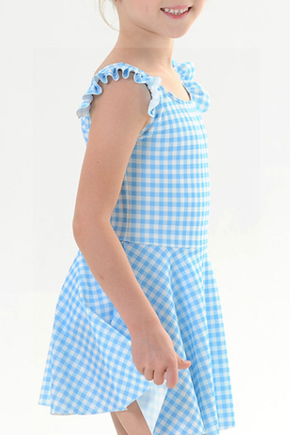 Toddler Girls Cute Sleeveless Plaid Pattern One Piece Swimwear