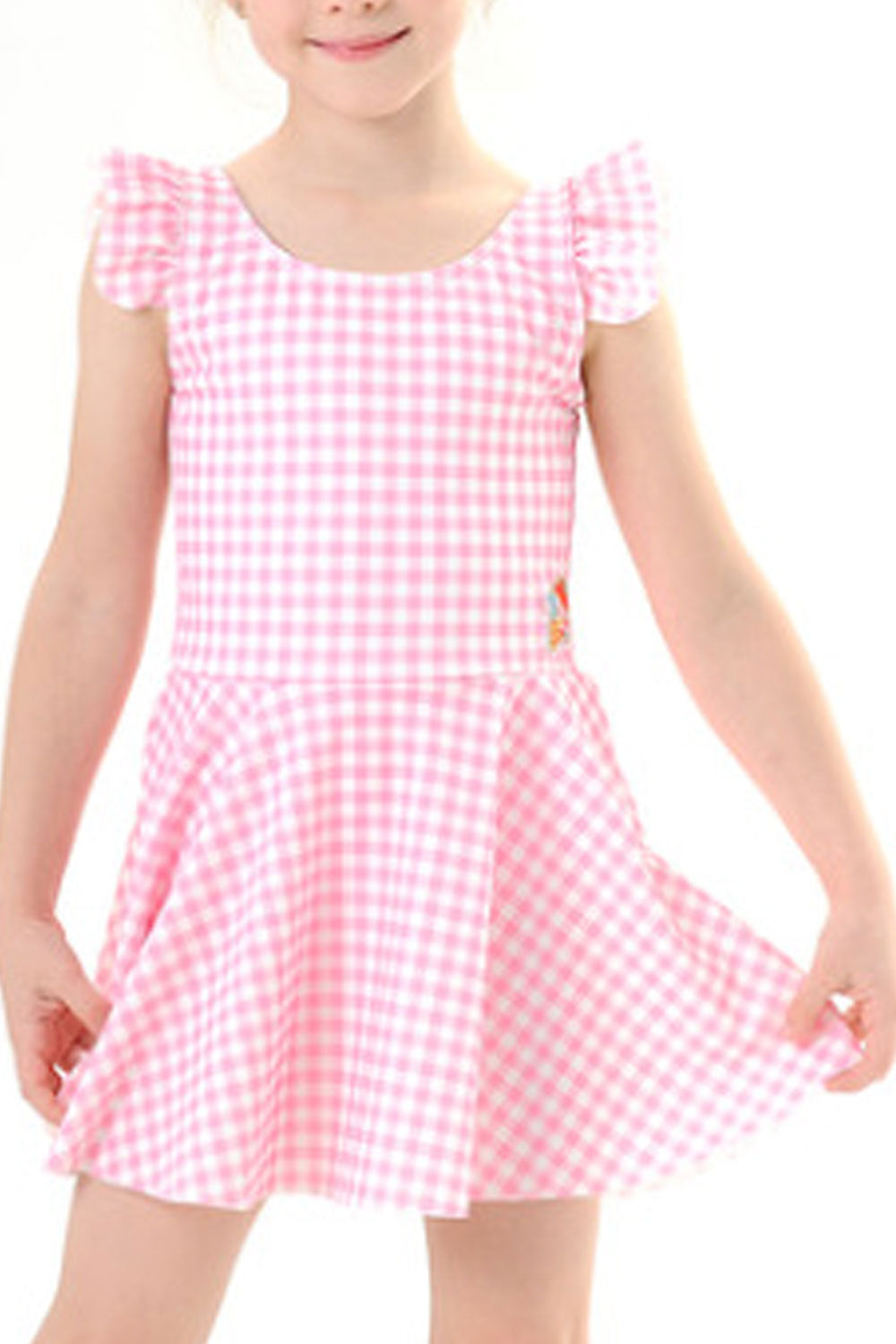 Toddler Girls Cute Sleeveless Plaid Pattern One Piece Swimwear