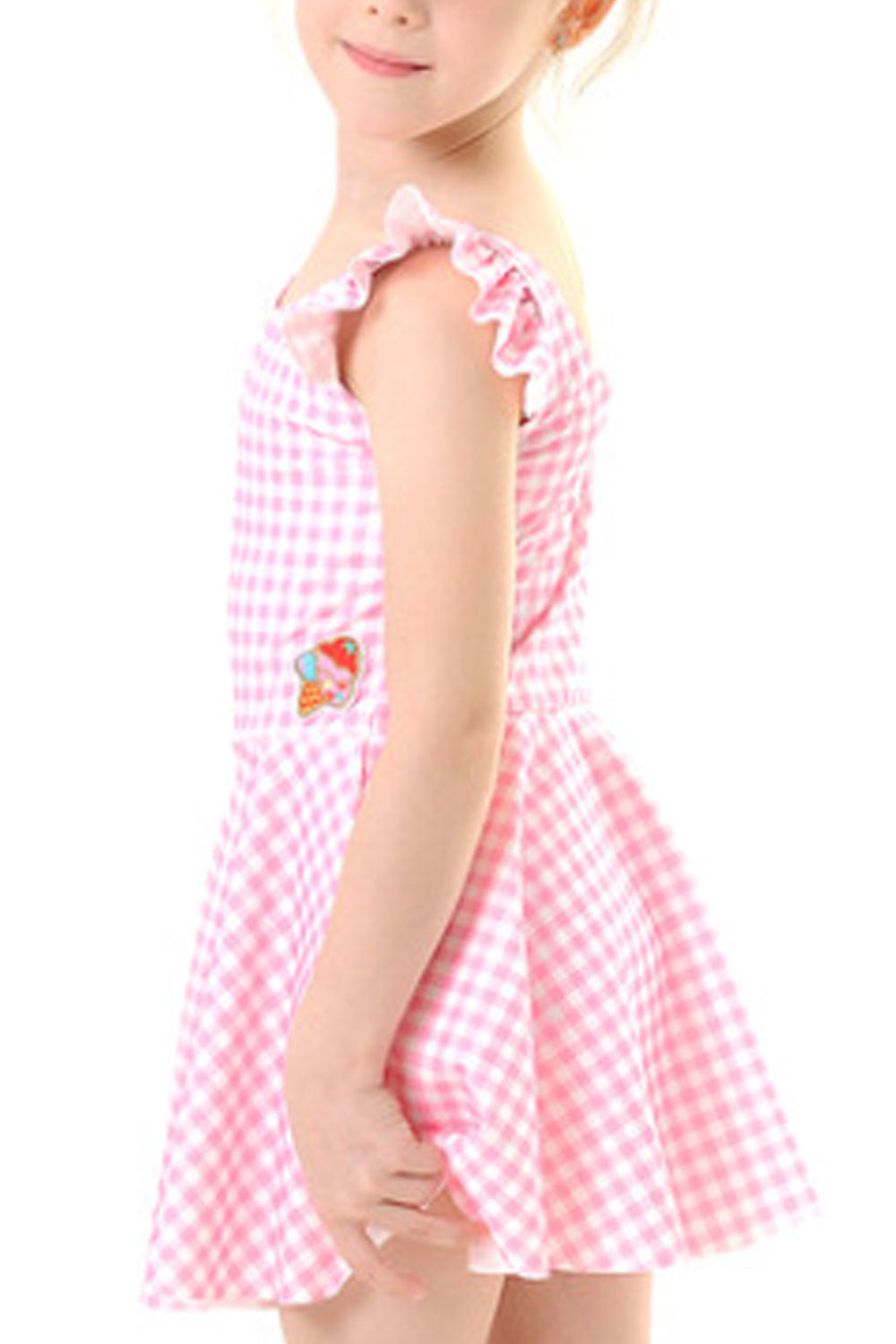 Toddler Girls Cute Sleeveless Plaid Pattern One Piece Swimwear