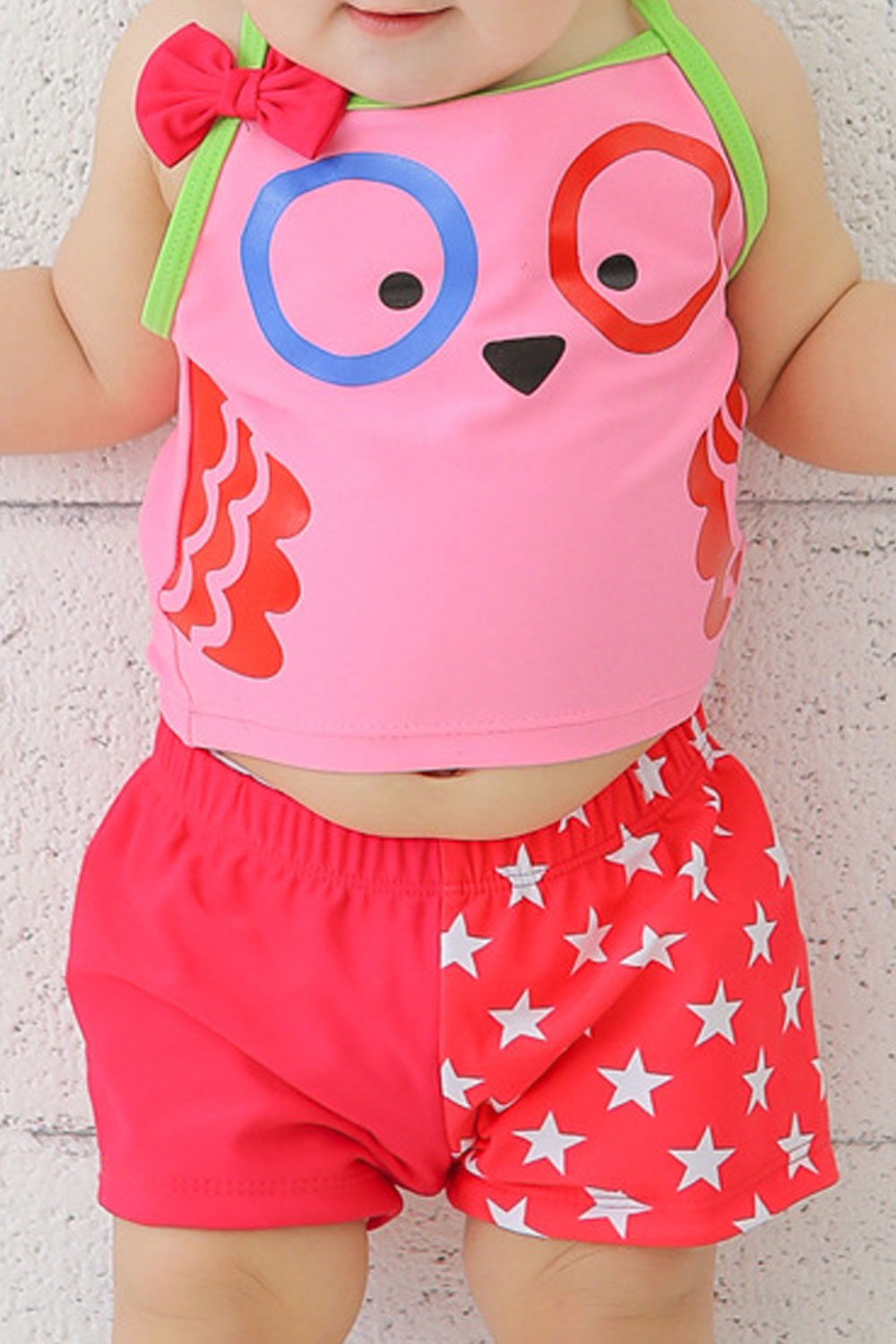 Baby Girls Adorable Cartoon Printed Sleeveless Swimsuit