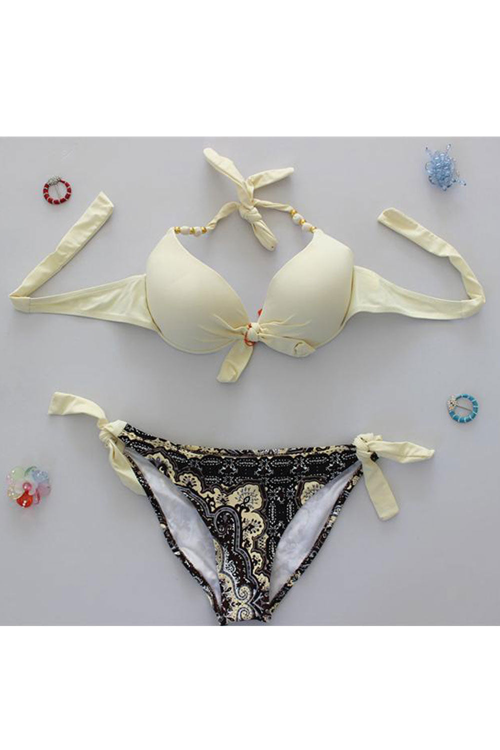 Women Tie Knot Printed Thin Two Piece Swimsuit