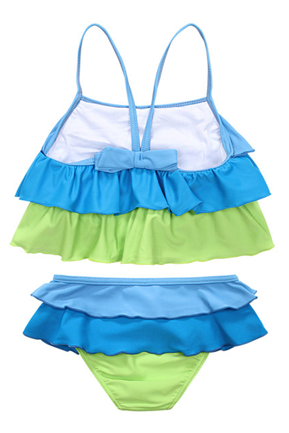 Toddler Girls Contrast Color Ruffle Layers Two Piece Swimsuit