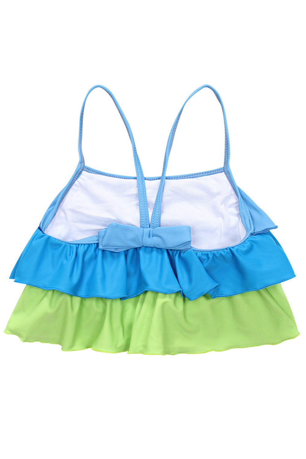 Toddler Girls Contrast Color Ruffle Layers Two Piece Swimsuit