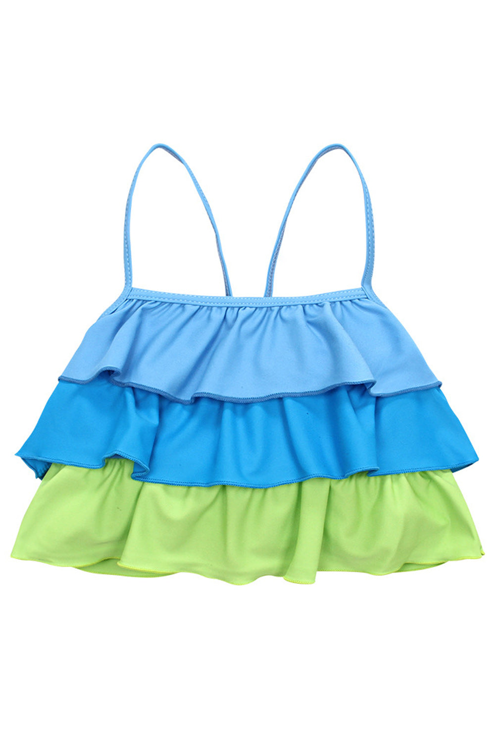 Toddler Girls Contrast Color Ruffle Layers Two Piece Swimsuit
