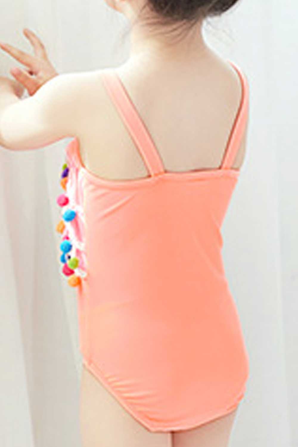 Toddler Girls Solid Color Ball Lace One Piece Pretty Swimwear