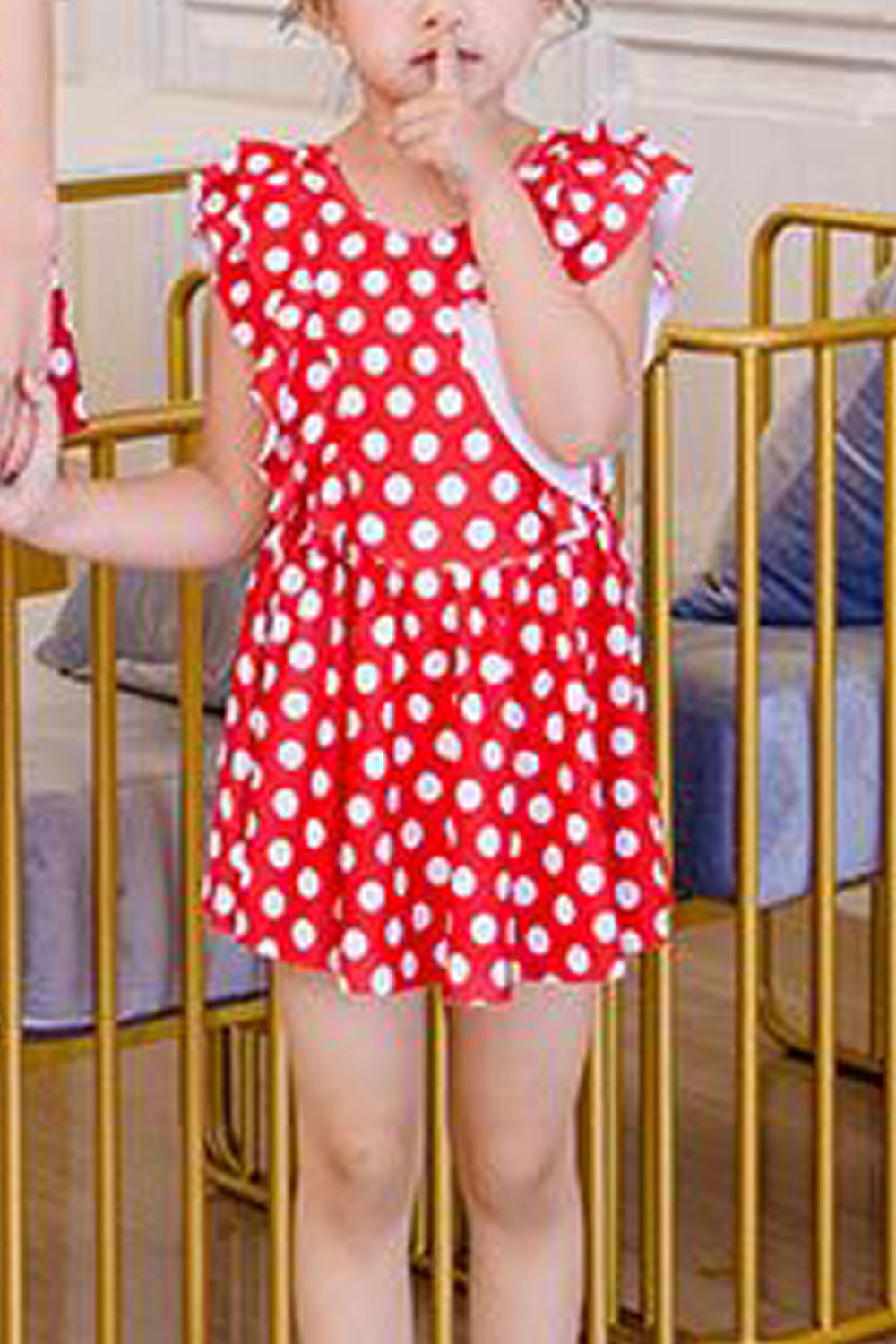 Toddler Girls One Piece Ruffled Polka Dot Pattern Swimwear