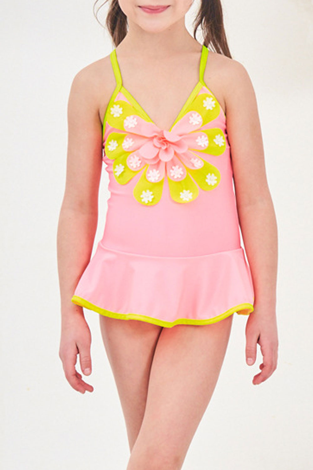 Toddler Girls Solid Color Tiny Decoration One Piece Swimwear