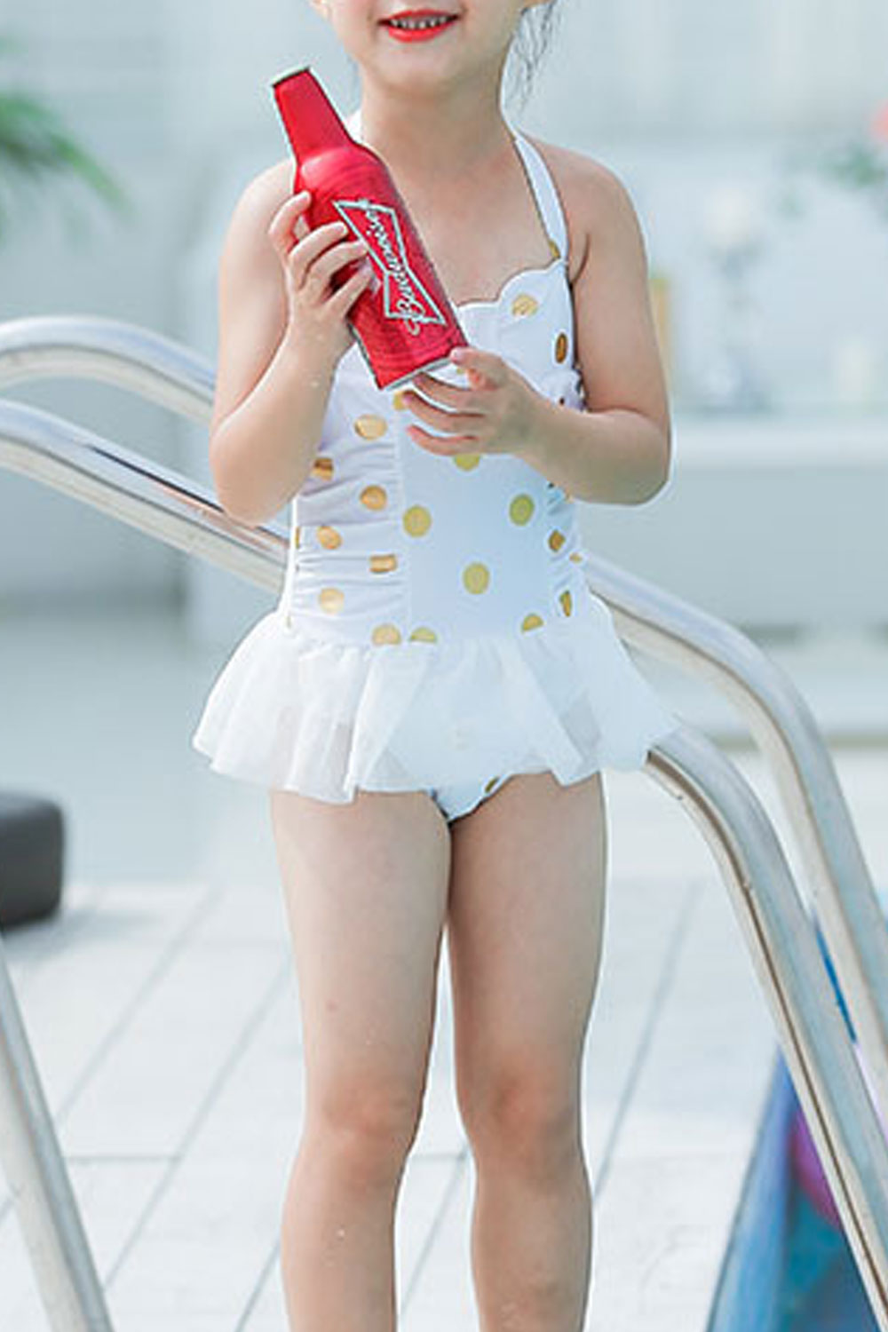 Toddler Girls Beautiful Adjustable Strap Polka Dot One Piec Swimwear