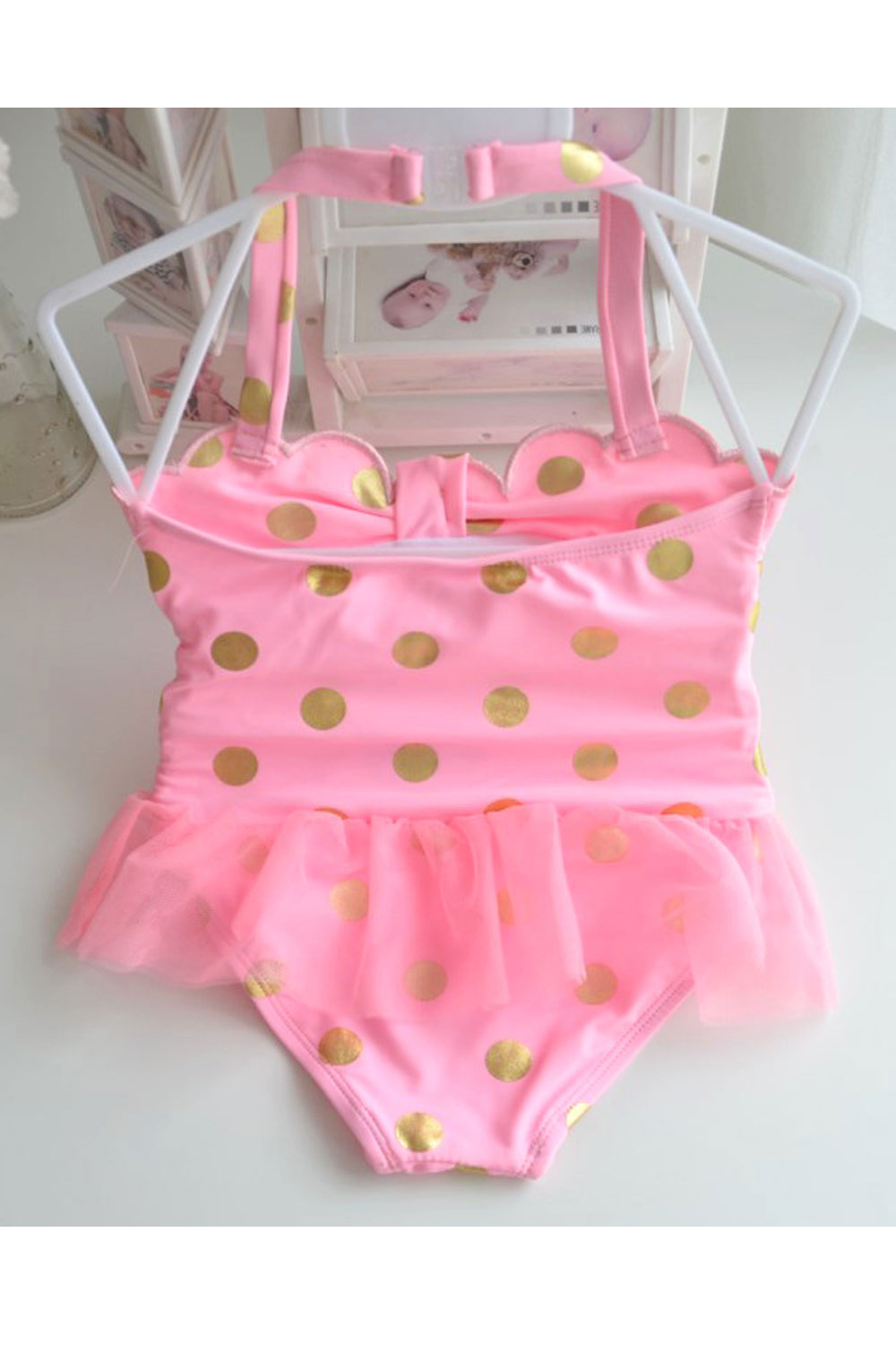 Toddler Girls Beautiful Adjustable Strap Polka Dot One Piec Swimwear