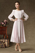Women Pleated Halter Skirt Long Length Dress Pink