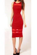 Women Slim Bodycon Sleeveless Lace Party Dress Red