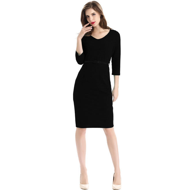 Women Bodycon Long Back Zipper Sheath Horizontal Party Dress