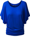 Women's Summer Fashion Pleated Waist Blouse Royal Blue