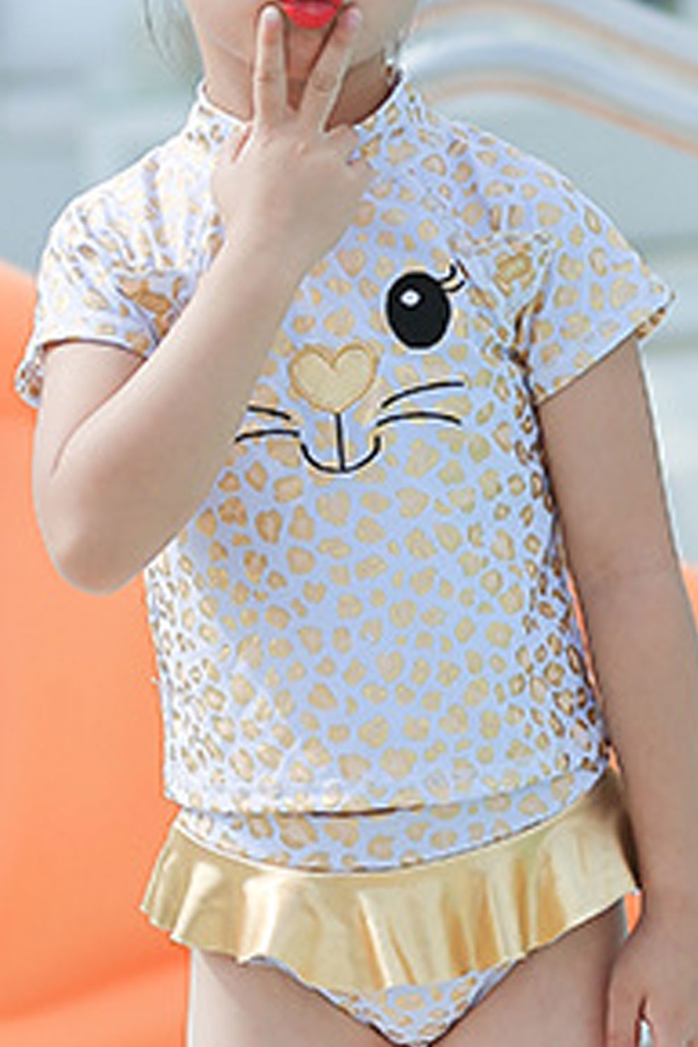 Toddler Girls Golden Cat Leopard Two Piece Pretty Swimsuit