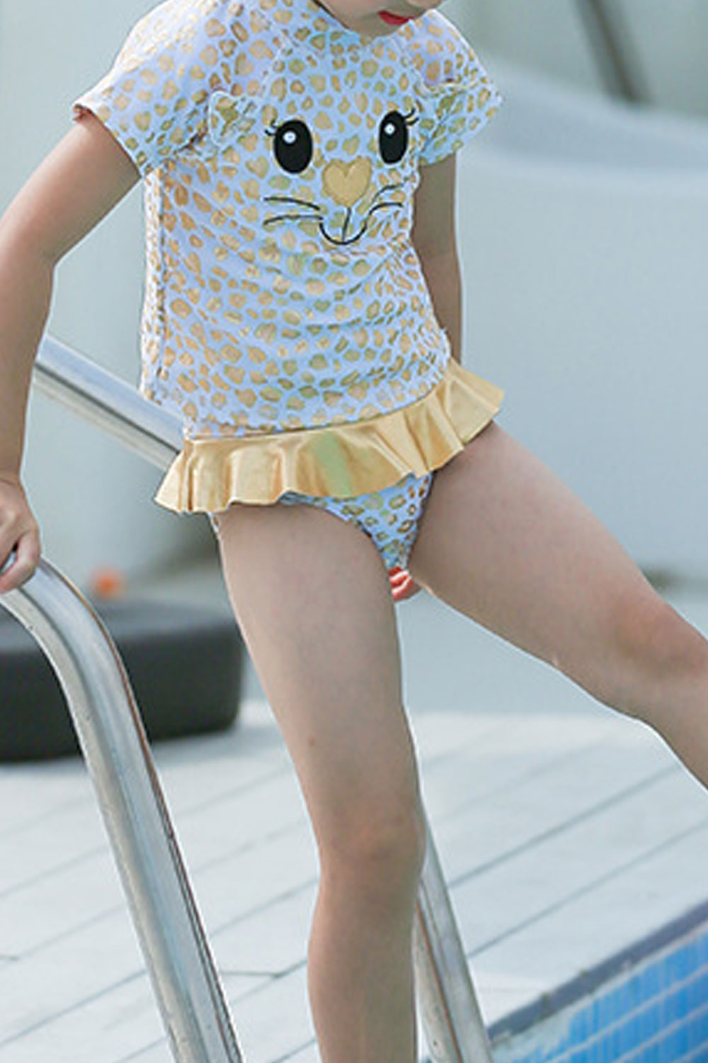 Toddler Girls Golden Cat Leopard Two Piece Pretty Swimsuit