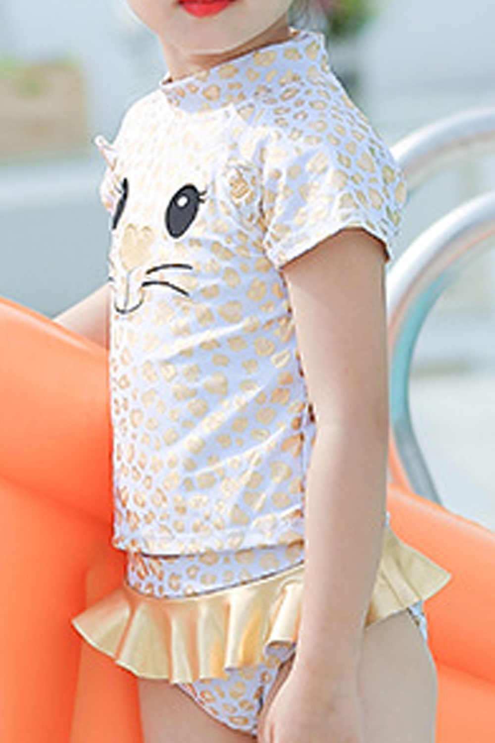 Toddler Girls Golden Cat Leopard Two Piece Pretty Swimsuit