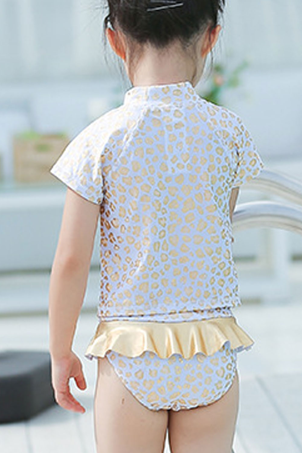 Toddler Girls Golden Cat Leopard Two Piece Pretty Swimsuit