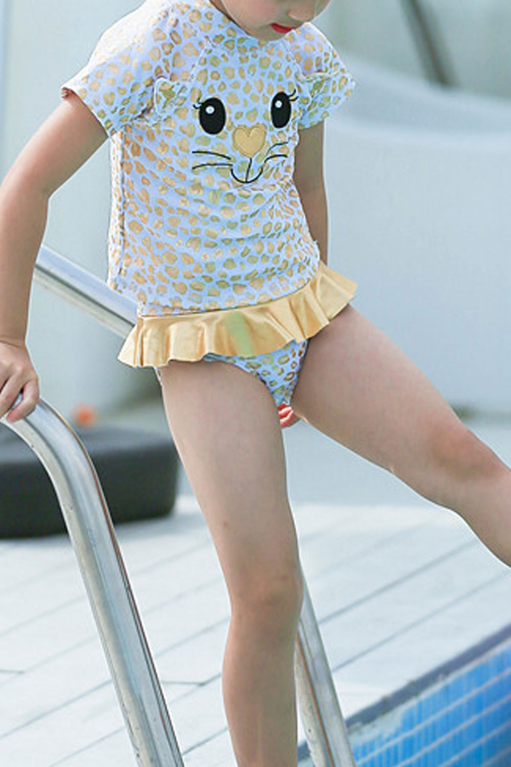 Toddler Girls Golden Cat Leopard Two Piece Pretty Swimsuit