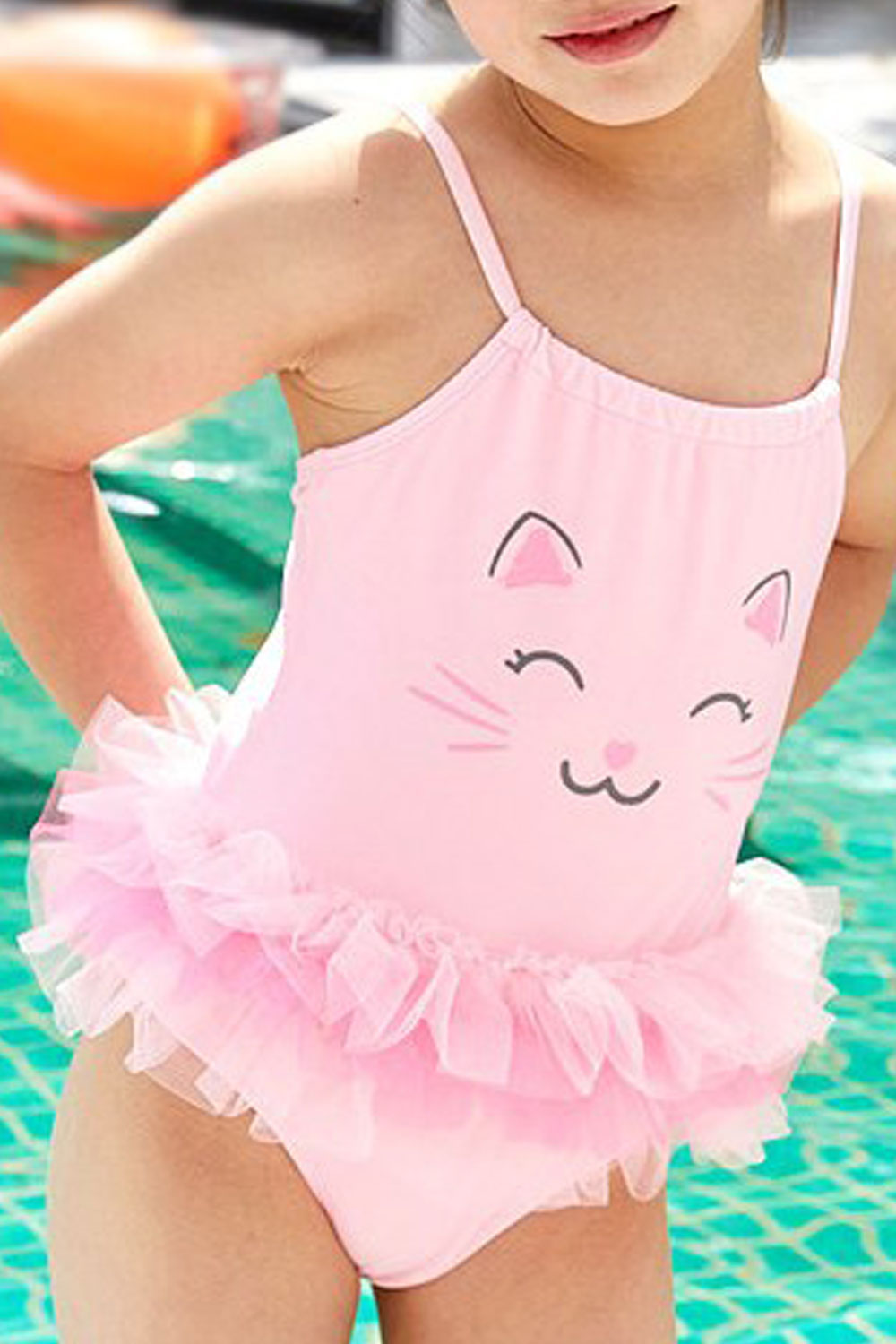 Baby Girls Cute One Piece Halter Neck Ruffles Mesh Swimwear