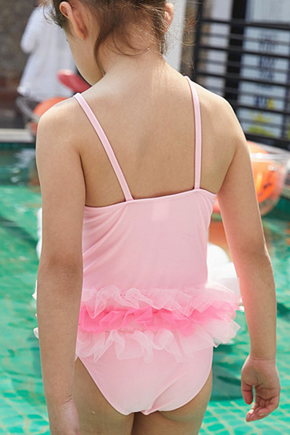 Baby Girls Cute One Piece Halter Neck Ruffles Mesh Swimwear