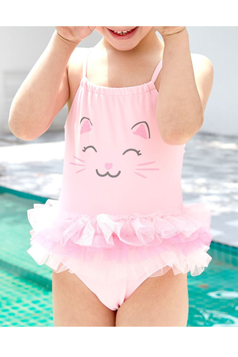Baby Girls Cute One Piece Halter Neck Ruffles Mesh Swimwear