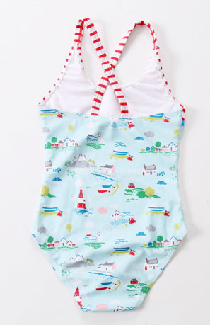 Baby Girls Cross Neck Striped Printed One Piece Swimwear