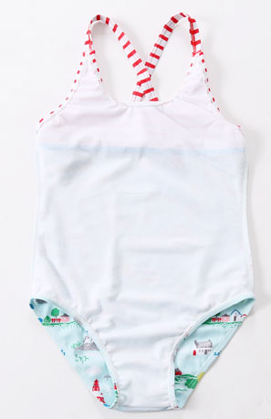Baby Girls Cross Neck Striped Printed One Piece Swimwear