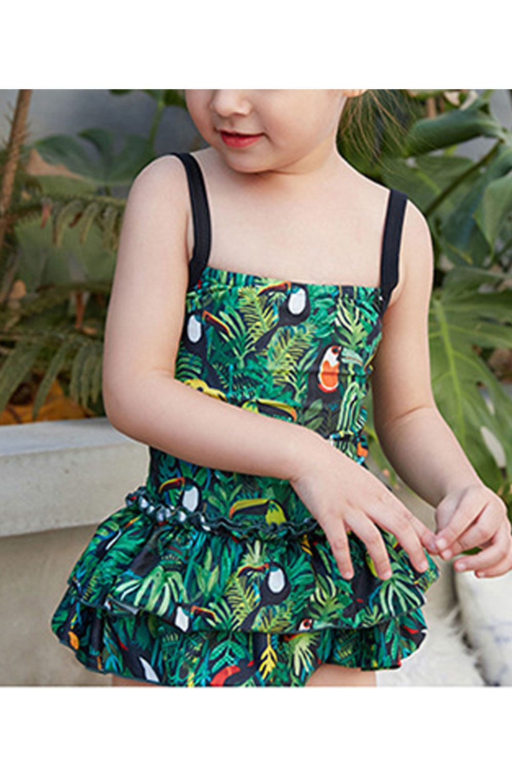 Baby Girls One Piece Backless Cartoon Flamingo Print Cute Swimwear