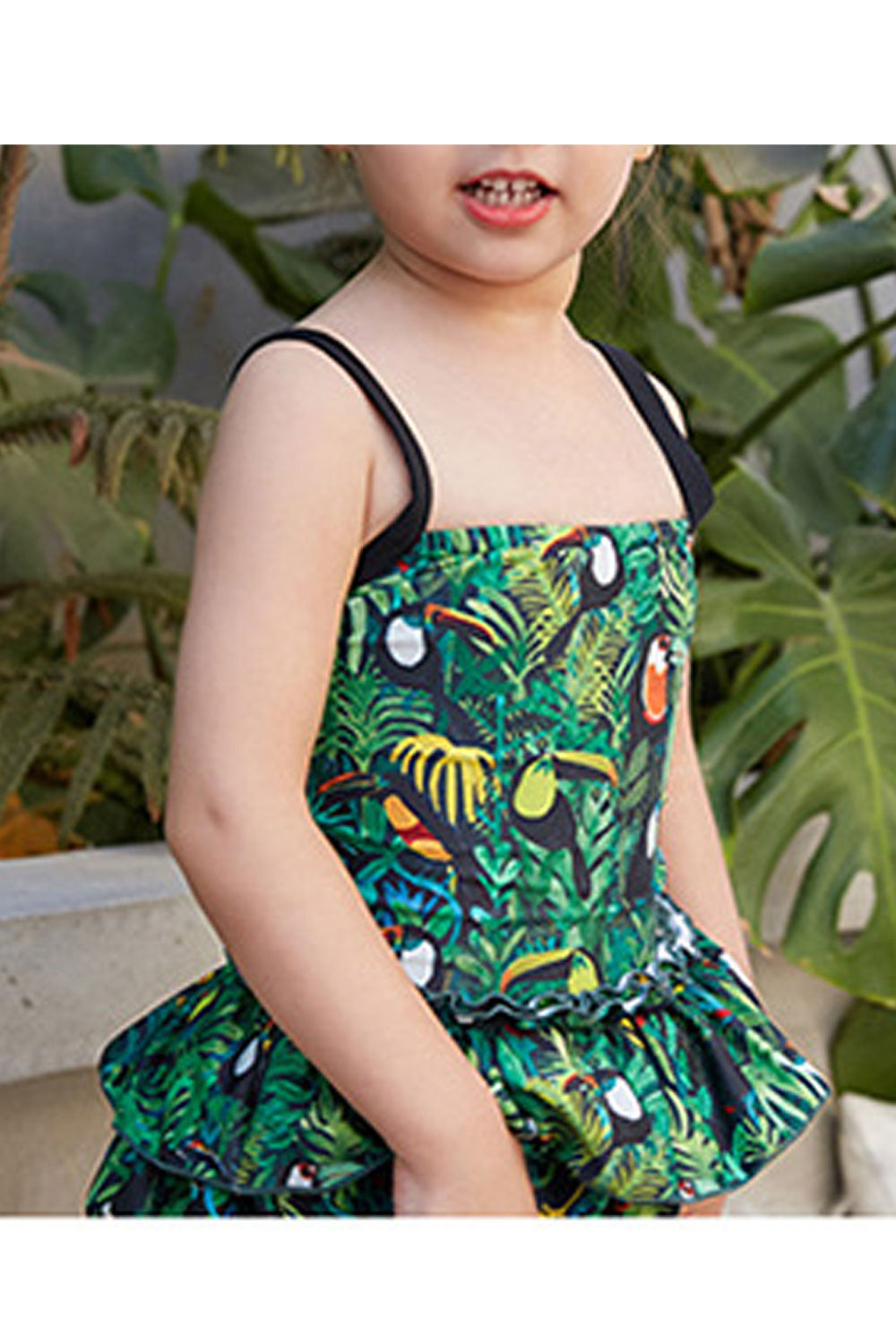 Baby Girls One Piece Backless Cartoon Flamingo Print Cute Swimwear