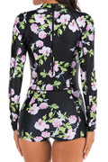 Women Long Sleeve Flower Printed Beach Out Swimwear