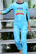 Kids Boys One Piece Stretchable Letter Printed Swimsuit