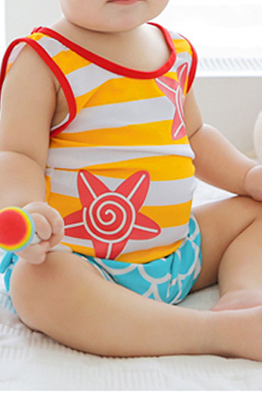 Toddler Boys Cartoon Printed Sleeveless One Piece Swim Top