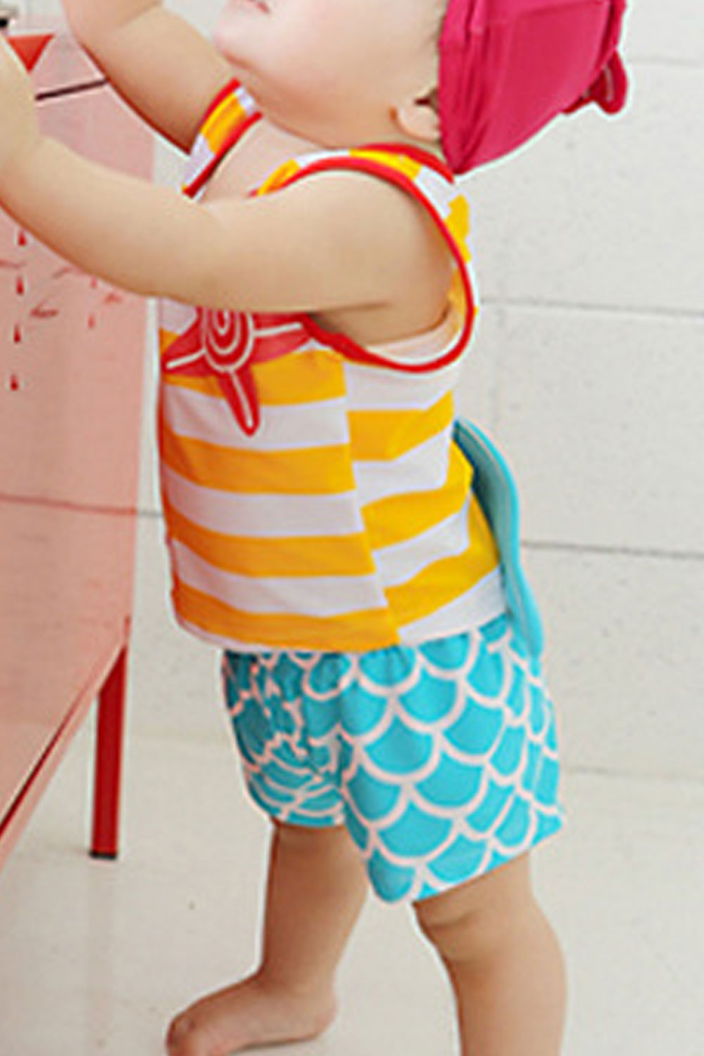 Toddler Boys Cartoon Printed Sleeveless One Piece Swim Top