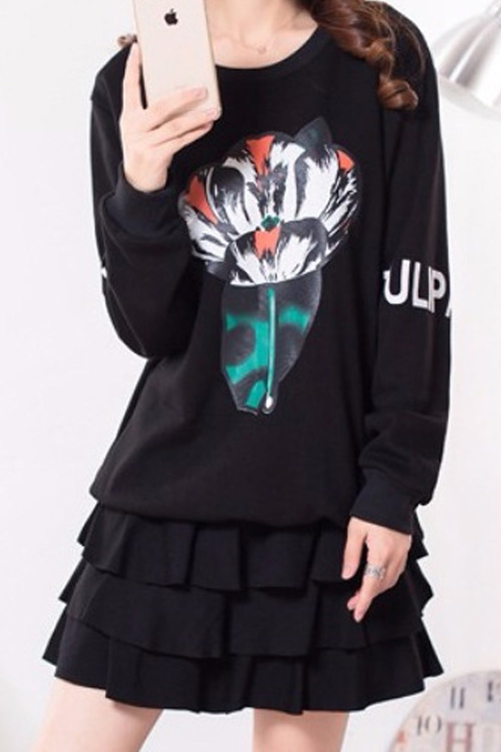 Women Fashion Elastic Waist Ruffle Decorated Short Skirt