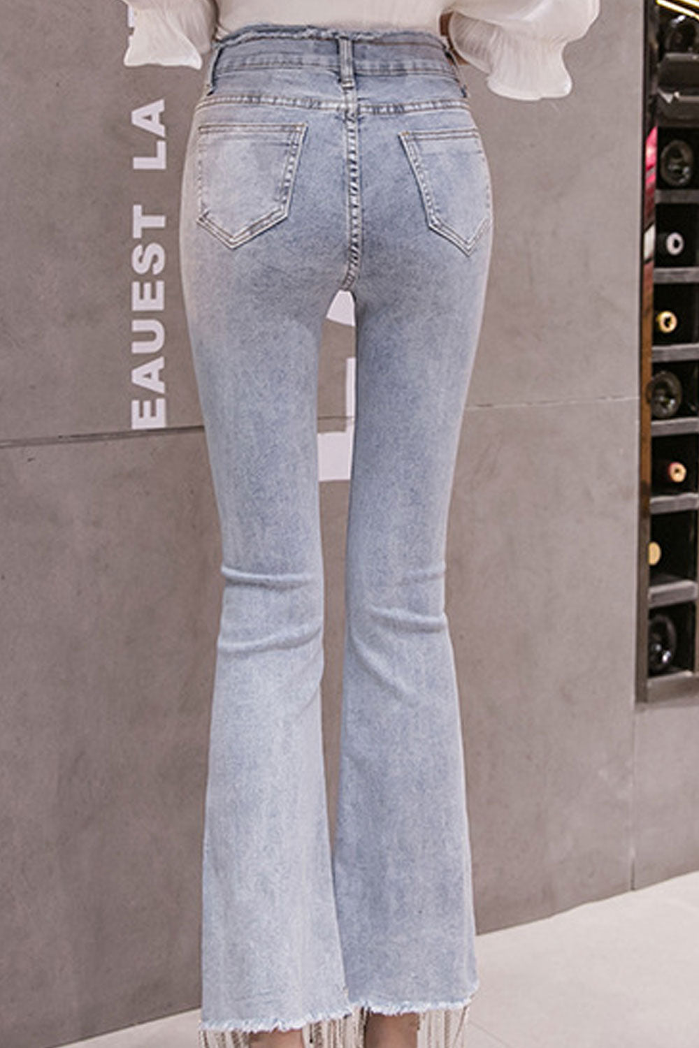 Women Irregular Raw Edges Stylish Jeans
