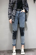 Women Two Colours Square Shape Jeans