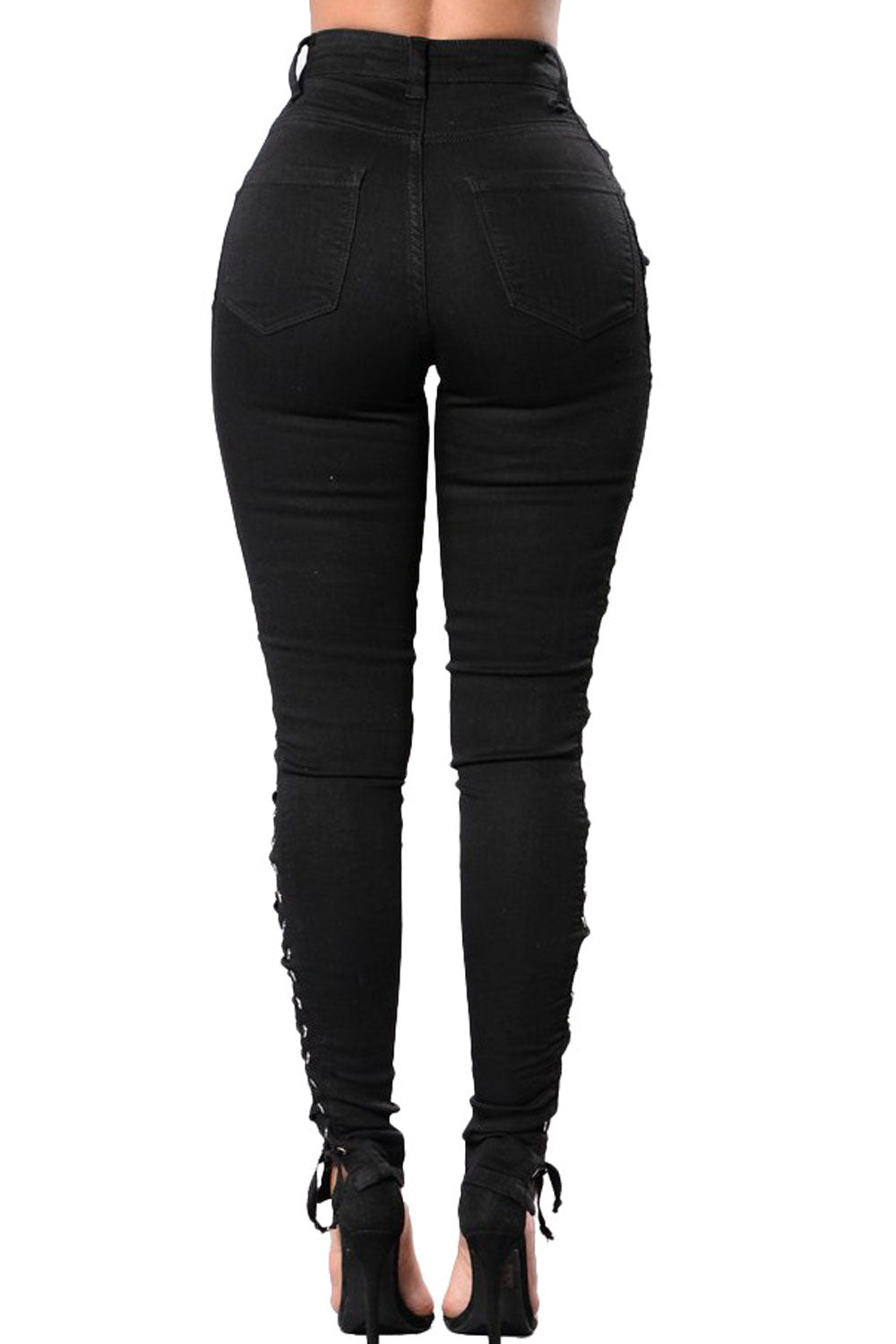 Women Cords Sides Holes Jeans