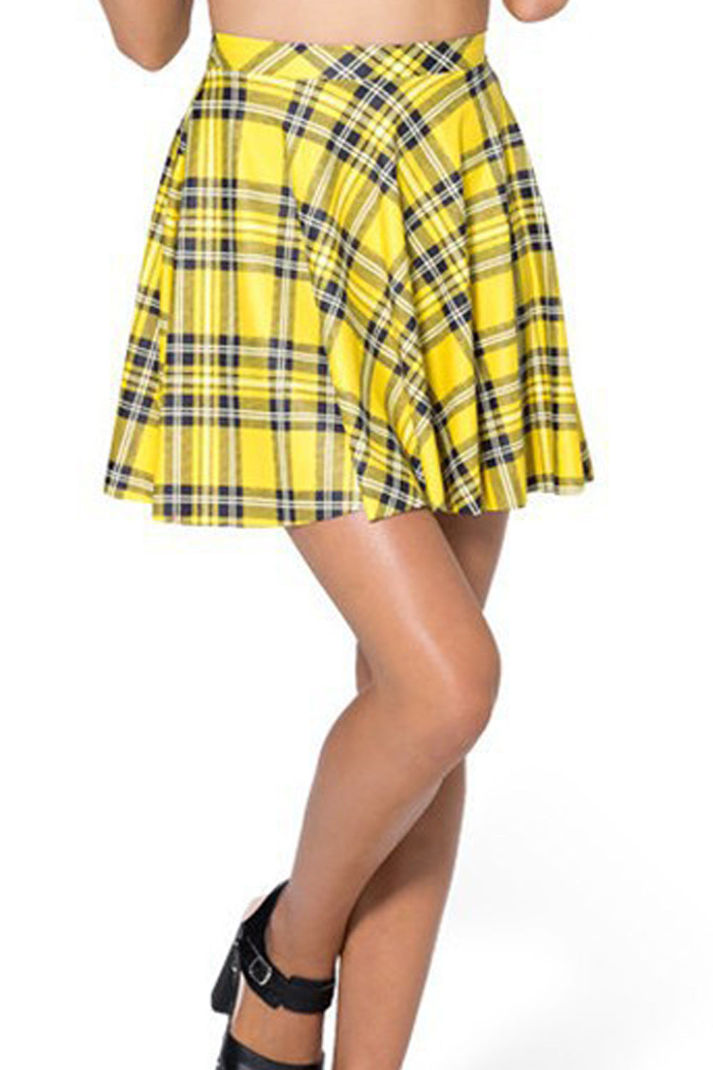 Women Plaid Pattern Pleated Style Elasticated High Waist Skirt