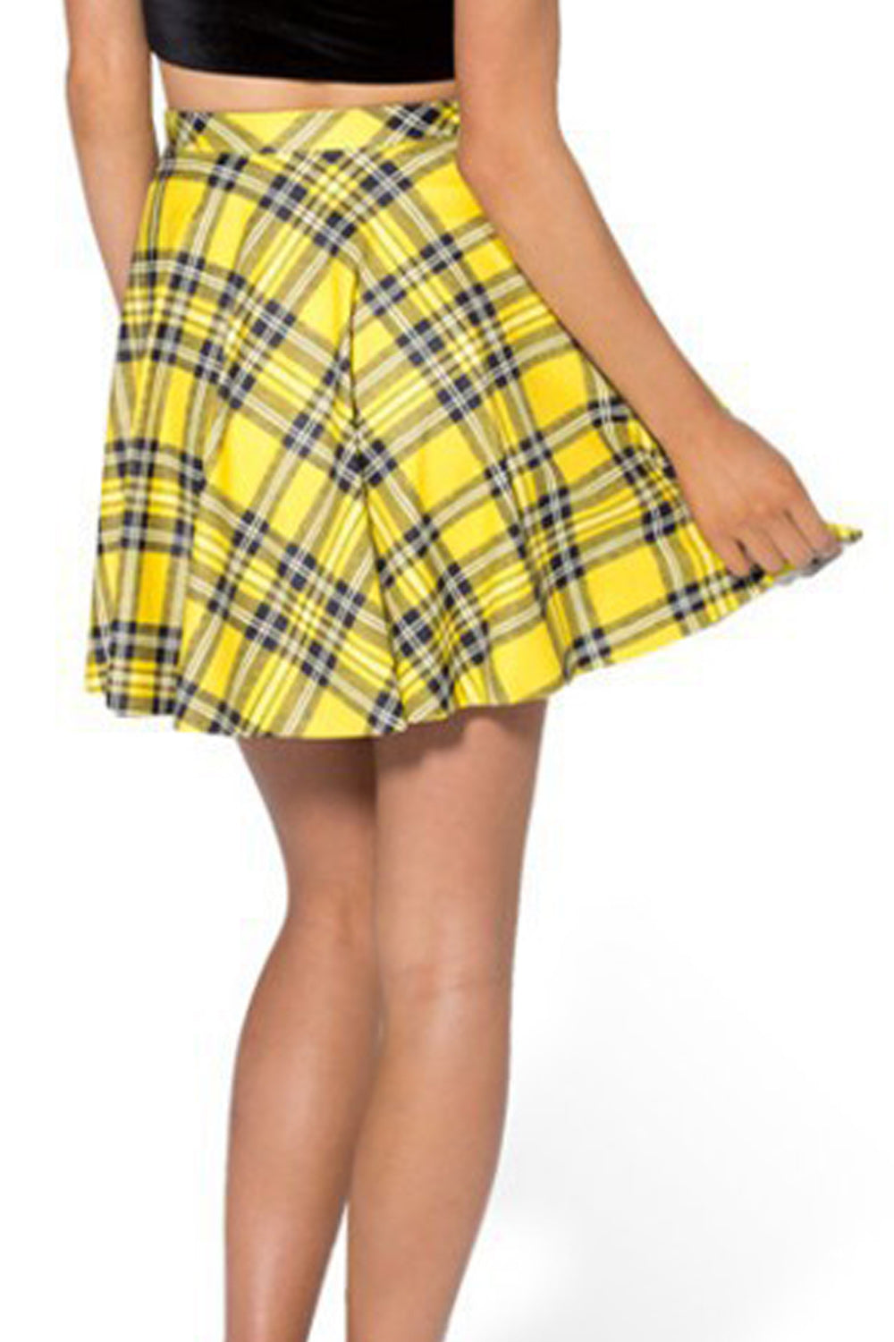 Women Plaid Pattern Pleated Style Elasticated High Waist Skirt