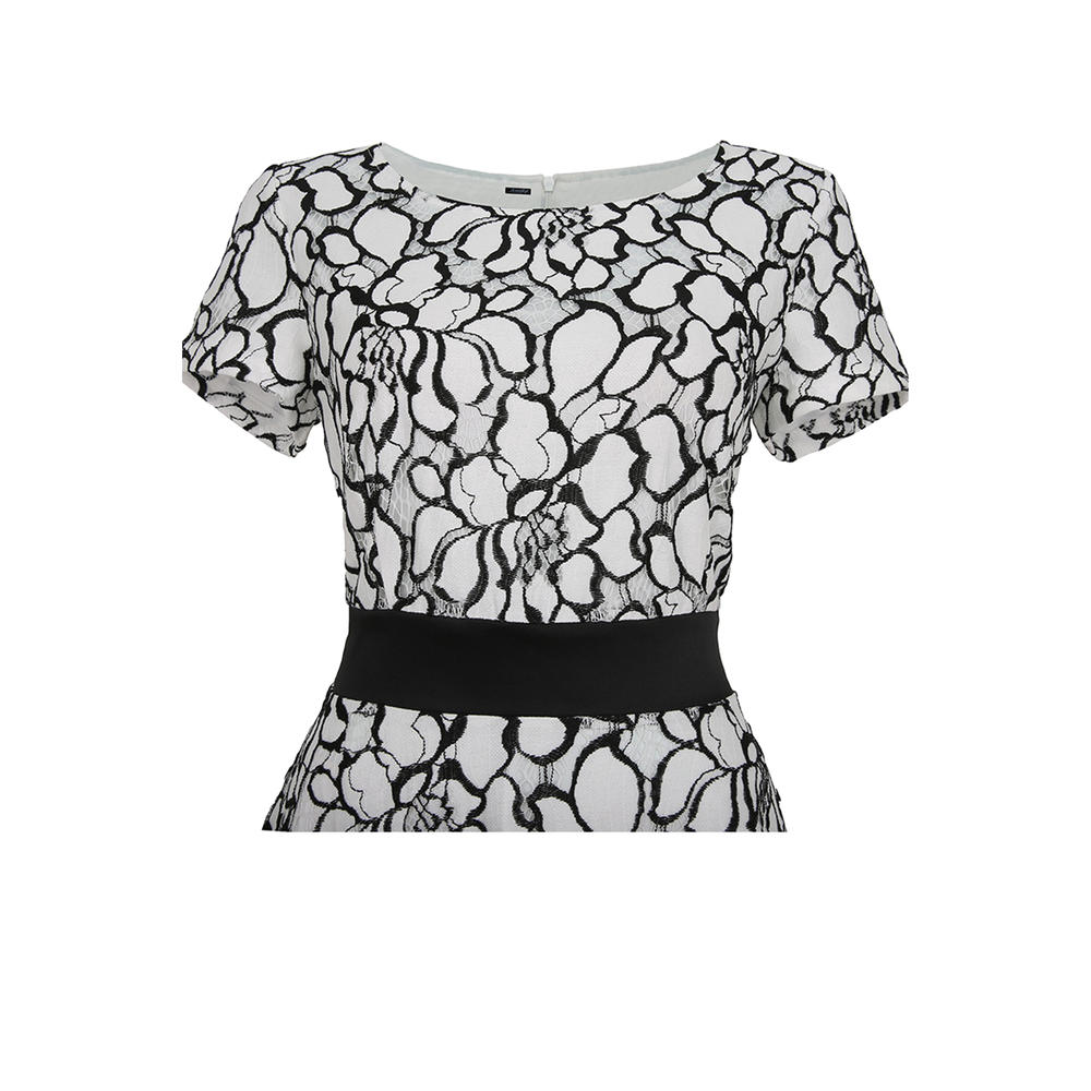 Elegant A Line Embroidery Waist Belt Dress