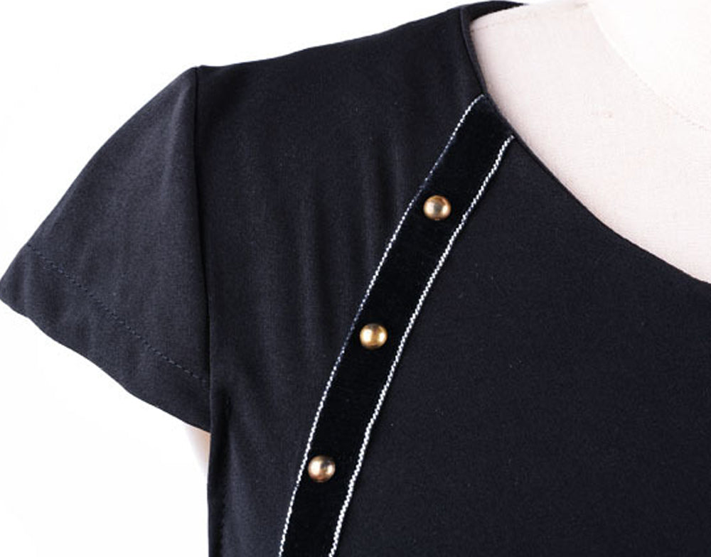 Women's Cocktail Pencil Style Cup Sleeves Dress Black