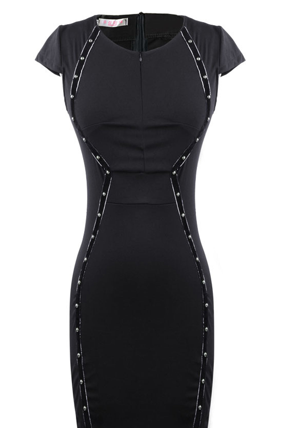 Women's Cocktail Pencil Style Cup Sleeves Dress Black