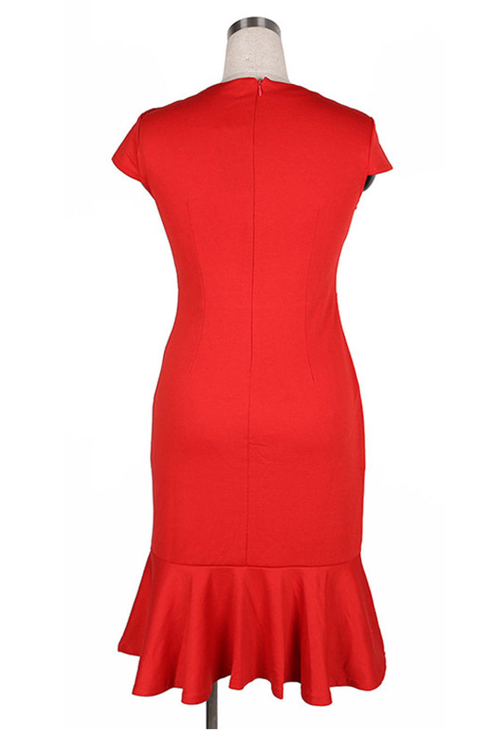Women's Flower Decorated Neck Short Sleeves Dress