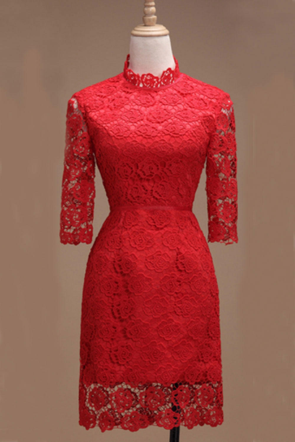 Women's Thick Lace Decorated Evening Dress Red