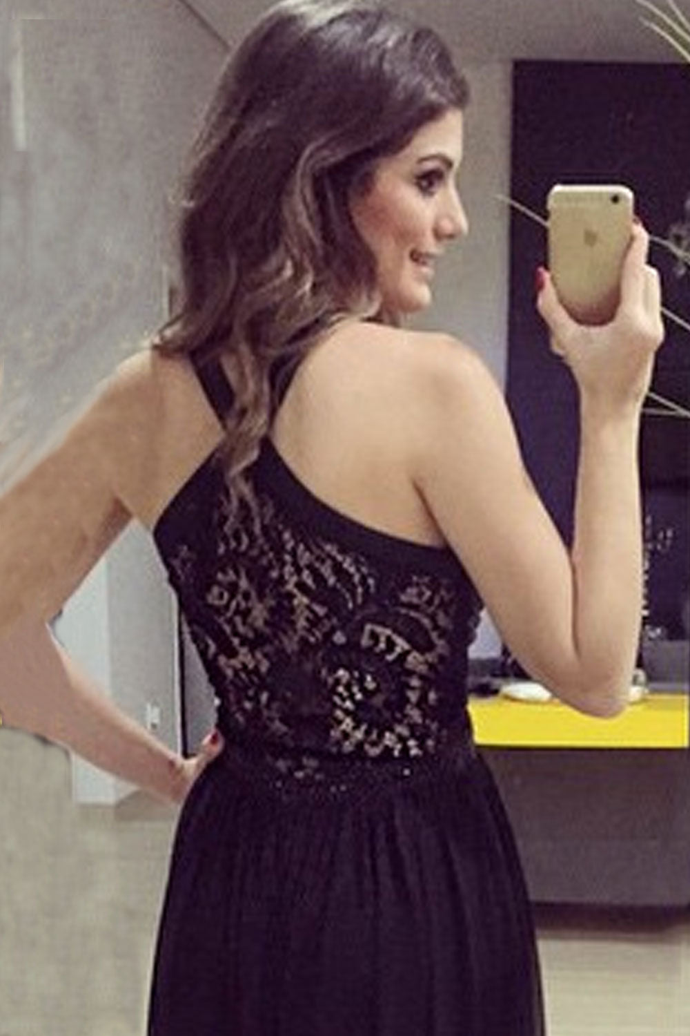 Women's Sleeveless Lace Designed Floor Length Dress Black