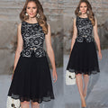 Women Wave Point Waist Fastening Lace Designed Dress with Belt